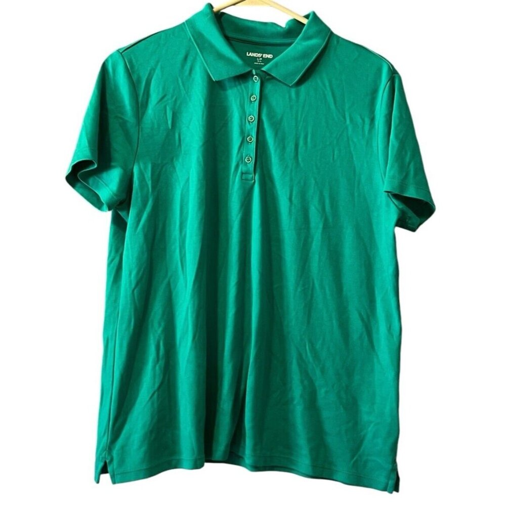 Lands End Shirt Mens 14-16‎ Large Green Casual Preppy Career Professional Office